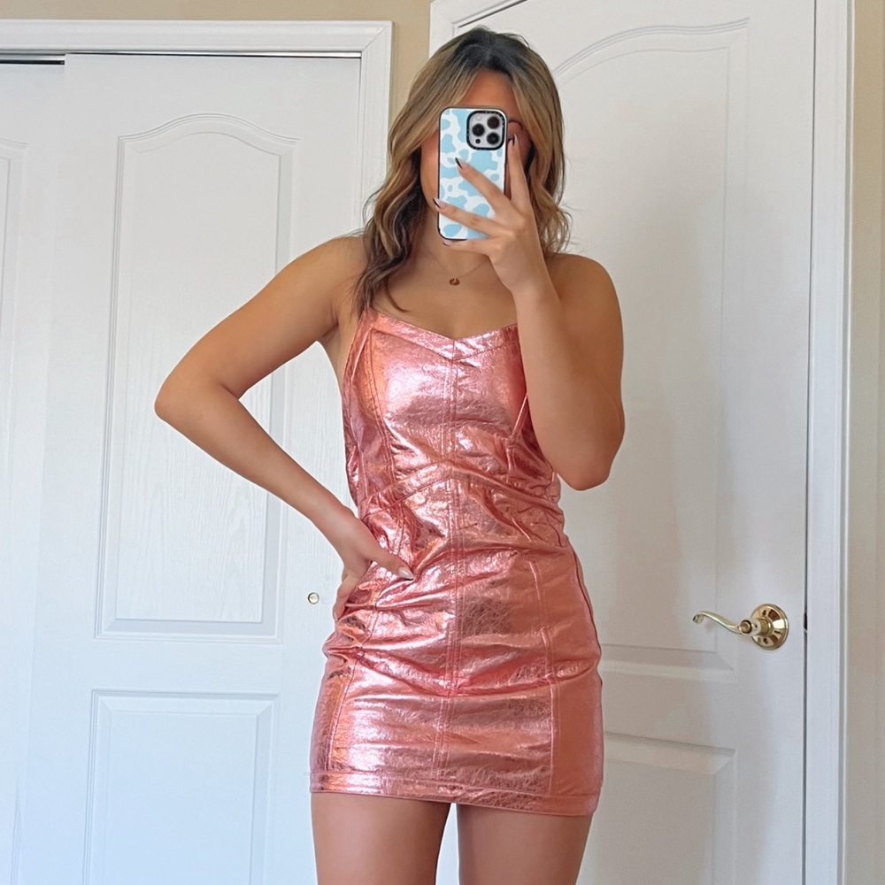 For Love & Lemons Luna Metallic Mini Dress
